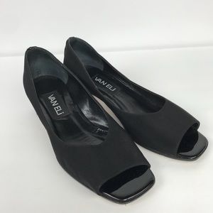 Van Eli peep toe fabric heels